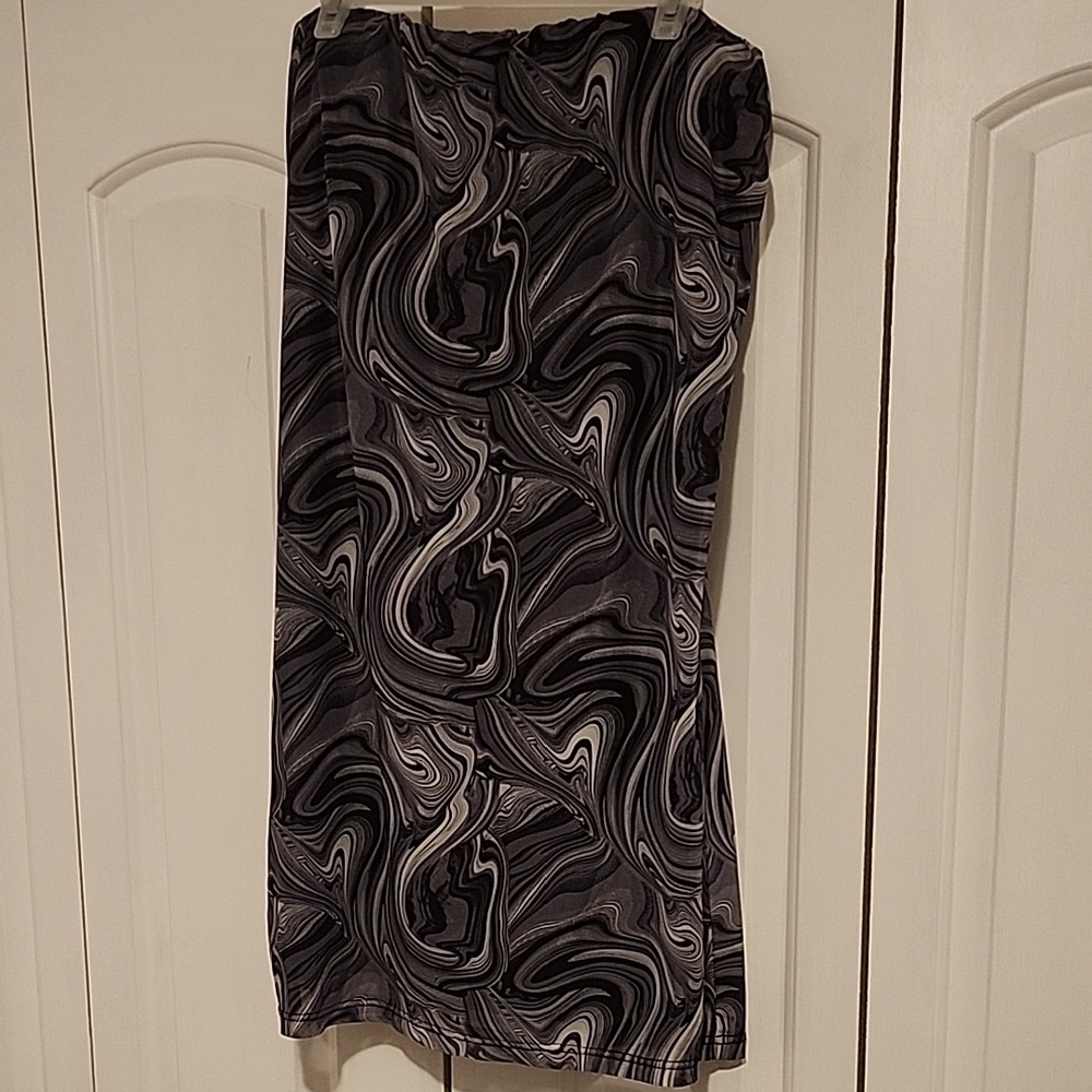 Black and Gray Midi Pencil Skirt for Cocktail